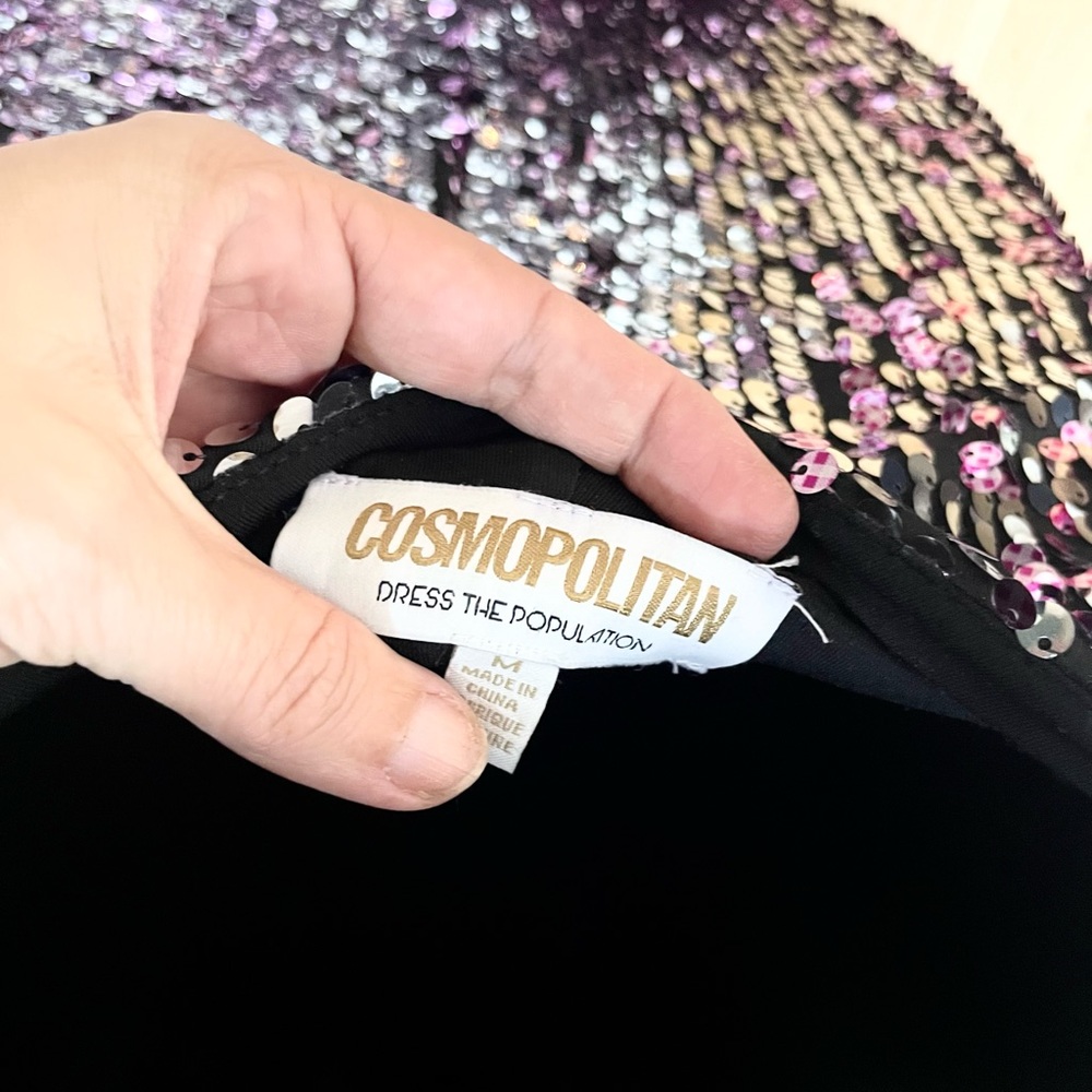 COSMOPOLITAN silver pink sequins midi dress M - Picture 4 of 5